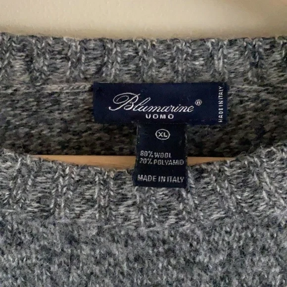 BLUMARINE UOMO Gray Wool CrewNeck Pullover Sweater XL
